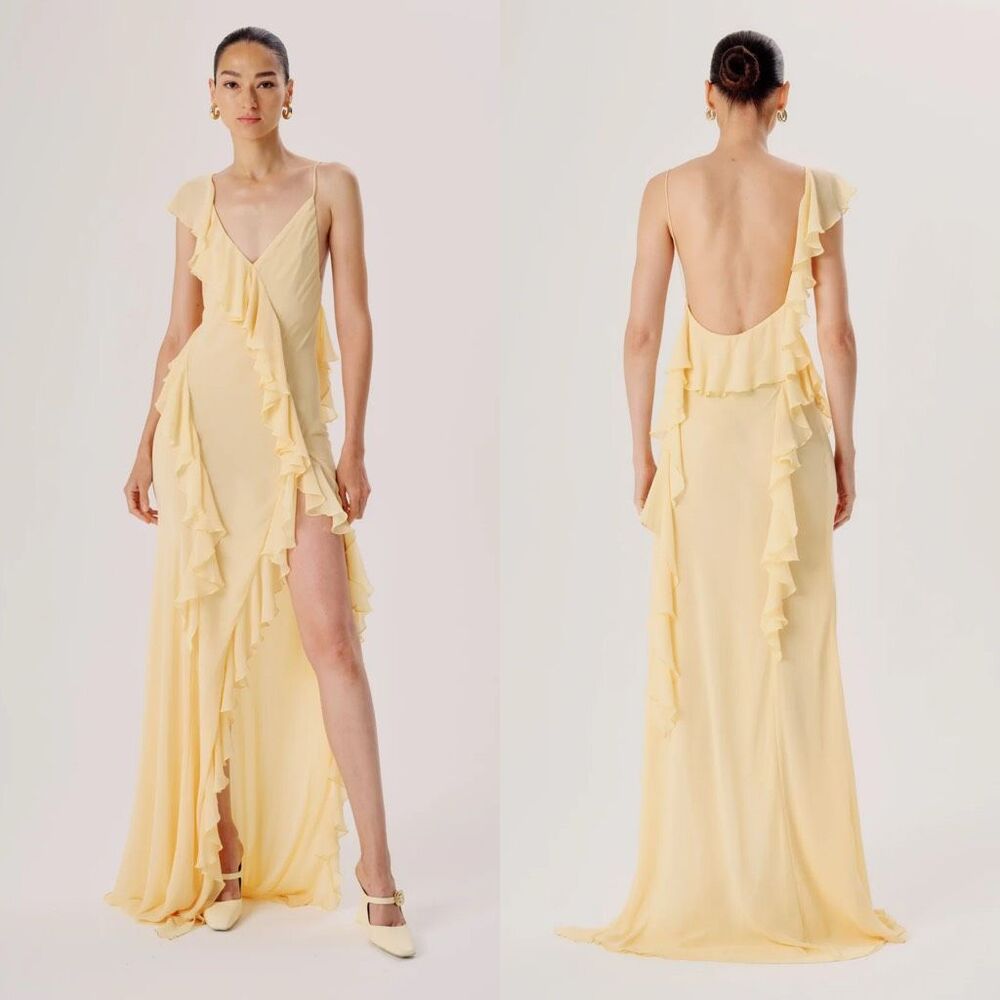 Ronny Kobo Olivialle Ruffle Sleeveless Maxi Dress Size S $628
